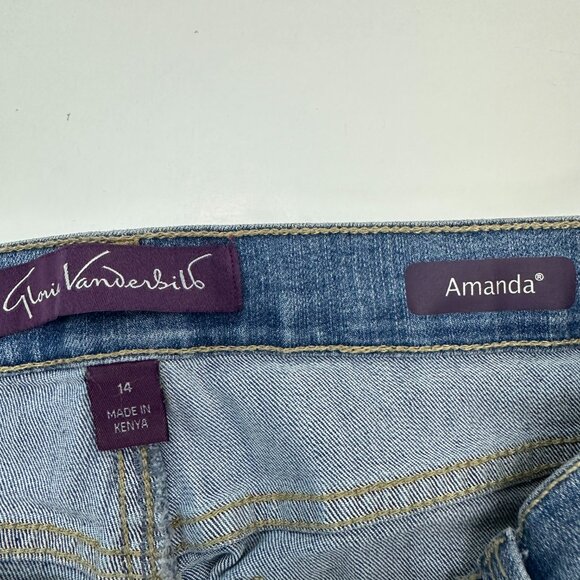 Gloria Vanderbilt Amanda Straight Leg Women's size 14 Medium Blue Denim Jeans - Picture 3 of 5